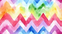 Vibrant watercolor chevron pattern in rainbow colors with soft blending and transparent effects creates dynamic zigzag stripes for fabric, wallpaper, and surface design.