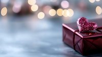 Romantic gift box with sparkling heart decoration on blurred bokeh background, perfect for Valentine's Day, anniversary, or special occasion celebration.