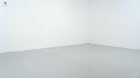 Empty white room corner with gray concrete floor and walls creating minimalist interior space for product display and architectural visualization.