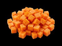 Diced orange pumpkin or sweet potato cubes isolated on transparent background, ready for culinary design, recipe graphics, food packaging, cooking blogs, restaurant menus, and print-on-demand products.