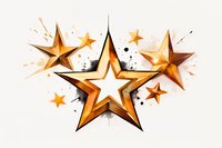 Decorative golden stars composition with black ink splashes on white background, perfect for festive designs and holiday celebrations.
