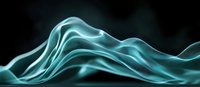 Ethereal turquoise smoke waves flow against dark background creating mysterious abstract pattern with smooth curves and gentle movement. Suitable for luxury branding.
