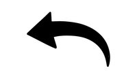 Black curved arrow pointing left isolated on white background for web design, presentations and graphic projects.