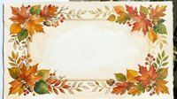 Autumn leaves and berries frame a cream-colored center space, creating a vintage-style border perfect for fall invitations, greeting cards, and seasonal design projects.