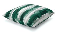 Striped throw pillow with alternating green and white watercolor bands, perfect for home decor and interior design projects.