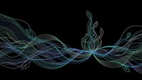 Abstract flowing lines create dynamic wave pattern with flame element on black background for modern digital design projects and creative presentations.