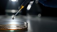 Laboratory scientist using precision pipette for liquid sample analysis in modern research facility with professional lighting setup.