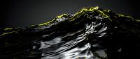 Liquid gold and black oil waves splash and flow dynamically against dark background, creating abstract fluid art for luxury branding and modern design projects.