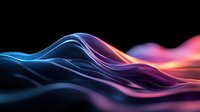 Vibrant flowing waves of blue, purple and orange light creating abstract smooth curves against dark background, modern dynamic design for technology concepts.