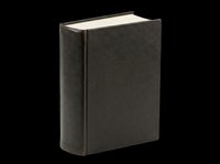 Dark leather hardcover book isolated on transparent background, ready for T-shirts, stickers, clipart, print on demand, and sublimation design use.