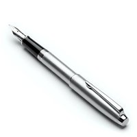 Silver fountain pen with metallic finish isolated on white background for business writing and professional correspondence.