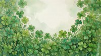 Watercolor green shamrock clover border frame with copy space, St. Patrick's Day festive botanical background for cards and banners.