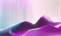 Abstract wavy lines forming dynamic curves and mountains in gradient purple and turquoise colors on light background, modern digital art visualization.