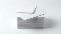 Stack of white papers with sheets flying out, isolated on light background. Suitable for office supplies, document management, printing services, and business communication concepts.