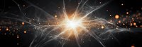Bright cosmic explosion with glowing energy waves and light particles against dark background, creating dramatic celestial effect. Abstract space panorama.