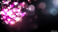 Glowing pink hearts with sparkles and bokeh effects on dark background, romantic Valentine's Day design element for greeting cards and festive decorations.