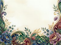 Ornate floral border frame with blooming flowers, decorative scrolls, and botanical leaves on cream background. Isolated design element suitable for invitations, cards, and print projects.