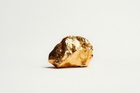 Raw gold nugget isolated on white background, showcasing natural texture and metallic luster for luxury jewelry design, mining industry, or financial concepts.