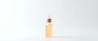 Cosmetic serum bottle with dropper on white background, skincare product packaging for beauty and wellness branding, isolated for design use.