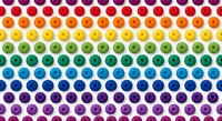 Rainbow polka dot seamless pattern with colorful circles in rows. Bright geometric design for backgrounds, textiles, and wrapping paper projects.