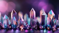 Magical crystal formations in vibrant pink and turquoise colors against dark background with bokeh lights creating mystical atmosphere for spiritual designs.