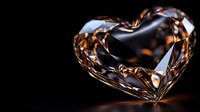 Heart shaped diamond with brilliant cut facets reflecting warm light on dark background, luxury jewelry concept for romance and engagement designs.