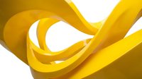 Abstract yellow ribbon curves flowing in dynamic waves creating modern geometric composition for contemporary design projects.