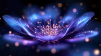 Magical glowing lotus flower with sparkling light effects and bokeh background for spiritual meditation and wellness design projects.