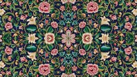 Vintage floral seamless pattern with roses and ornate botanical elements on dark background. Decorative wallpaper design for textile, fabric, wrapping paper.