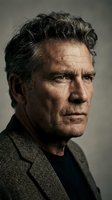 Mature male with salt-and-pepper hair and facial lines wearing gray blazer over dark shirt, studio portrait against neutral background for corporate, editorial, or professional use.