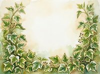 Botanical frame with climbing ivy vines and green foliage borders on cream background, isolated design element suitable for invitations, cards, and decorative layouts.