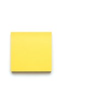 Yellow sticky note isolated on white background for office supplies, reminders, and business communication concepts.