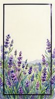 Watercolor lavender field frame with purple flowers and green foliage on cream background for wedding invitations, greeting cards and botanical designs.