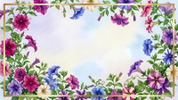 Watercolor floral frame with colorful spring flowers and green leaves creating decorative border on soft pastel background for greeting cards and invitations.