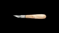 Watercolor wood carving knife with wooden handle, isolated on transparent background. Ready for stickers, print on demand, sublimation, and t-shirt design use.