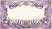 Ornate purple and gold decorative frame with lavender flourishes and baroque scrollwork on isolated white background, suitable for invitations, certificates, and design projects.
