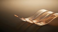 Elegant flowing glass wave with golden reflections on a warm beige background, conveying luxury and sophistication for premium branding.