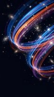 Vibrant cosmic energy streams flowing through space with glowing particles and starlight creating dynamic motion trails against dark universe background.