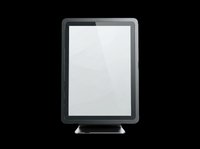 POS terminal touchscreen monitor with blank display, isolated on transparent background, ready for T-shirt, clipart, sticker, and print on demand design use.