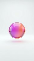 Glossy sphere with gradient magenta to peach color, floating on white background. Isolated orb for design, web graphics, and digital projects.