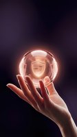 Hand holding glowing orb with shield symbol, representing security, protection, and digital safety technology for business and cybersecurity concepts.