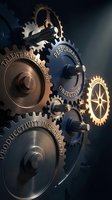 Interconnected metal gears with business terms like talent management, performance, objectives and productivity for corporate strategy concepts.