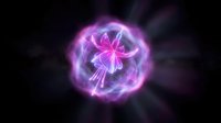 Glowing neon flower with vibrant pink and purple energy radiating outward against dark background, suitable for digital art, wallpapers, and modern design projects.