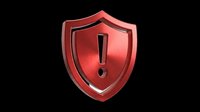 Red security shield with exclamation mark, isolated on transparent background, ready for stickers, T-shirt design, print on demand, clipart, and sublimation use.