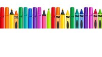 Colorful crayons arranged in a row isolated on white background, ready for design use on educational materials, children's products, and creative projects.