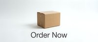 Cardboard shipping box with Order Now text on white background, perfect for e-commerce, delivery, and online shopping promotional banners.
