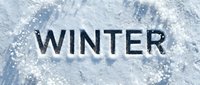 Winter text carved in fresh white snow, cold seasonal background with icy blue tones, perfect for holiday banners, greeting cards, and seasonal promotions.