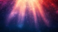 Magical light rays pierce through cosmic dust and stars creating ethereal atmosphere in deep space with purple, blue and orange colors for fantasy backgrounds.