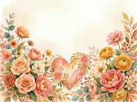 Watercolor floral frame with roses, peonies and eucalyptus leaves on cream background for wedding invitations, greeting cards and romantic designs.