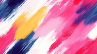 Vibrant diagonal brush strokes in pink, navy blue, yellow and white create dynamic abstract pattern. Modern artistic background with energetic movement and bold color contrast.